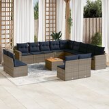 vidaXL 14-dijelni set vrtnih sofa od poliratana s jastucima sivi | shoptok.hr