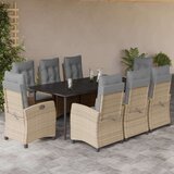 vidaXL 9-dijelni vrtni blagovaonski set od poliratana s jastucima bež | shoptok.hr
