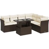  7-dijelni set vrtnih sofa od poliratana s jastucima smeđi | shoptok.hr