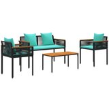  Set vanjskog namještaja 4 pcs Crna i Tirkizna PE ratan | shoptok.hr