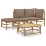 Maison Chic Seti vrtnega pohištva - Vrtna garnitura - Vrtni pohištvo set 4-delna s taupe blazinami bambus, (21809059) Cene
