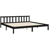  Za krevet s uzglavljem crni 200 x 200 cm od masivnog drva | shoptok.hr