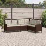 vidaXL Vrtna sofa L-oblika sa jastucima smeđi od poliratana | shoptok.hr
