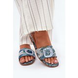 Boto Flat Women's Slippers With Decorative Buckle Blue Clariola | ePonuda.com