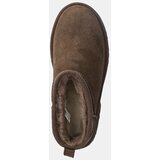 Ugg Gležnječe od brušene kože Classic Ultra Mini New Heights za žene, boja: smeđa, s debelom potpeticom, s toplom podstavom, 1158311-HCK | shoptok.hr