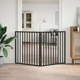 vidaXL Vrata za pse zložljiva 2 panela črna 160 cm topolovina | Shoptok.si