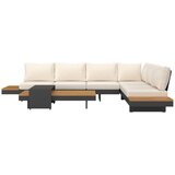 XXXL Lounge Garnitura Amaia, Aluminij, Masiven Les, Krem | Shoptok.si
