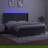  Box spring postelja z vzmetnico LED temno siva 160x200 cm žamet, (20936934) | Shoptok.si