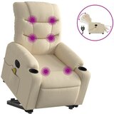 vidaXL Električni masažni naslanjač s funkcijo vstajanja krem, (20921448) | Shoptok.si