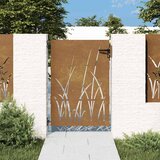  Vrtna vrata 85 x 150 cm od čelika COR-TEN s uzorkom trave | shoptok.hr