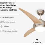 Klarstein El Paso stropni ventilator sa svjetlom | 132 cm | 35 W | Tihi rad | Drvo | shoptok.hr