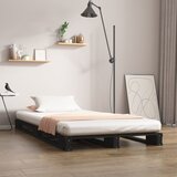 vidaXL Posteljni okvir črn 100x200 cm trdna borovina Cene