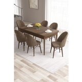 Hanah home Roz - Baroque, Brown BaroqueBrown Extendable Dining Table & Chairs Set (7 Pieces) | ePonuda.com