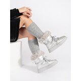 Shelvt Silver women's snow boots with fur on a thick sole Cijene