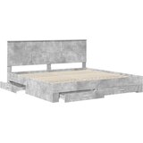  Krevetna konstrukcija s ladicama Betonski sivi 200 x 200 cm | shoptok.hr