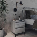  Noćni ormarići s metalnim nogama 2 kom sivi hrast 40x35x50 cm | shoptok.hr