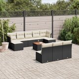 Maison Chic Seti vrtnega pohištva - Vrtna garnitura - Vrtni pohištvo set 11-delna z blazinami črn poli ratan, (21810440) | Shoptok.si