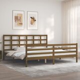 vidaXL Posteljni okvir z vzglavjem medeno rjav 200x200 cm trden les Cene