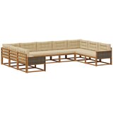 vidaXL Zunanja garnitura za sedenje z blazino 9 pcs Naravna in bež, (5000281710) | Shoptok.si