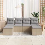 vidaXL Set od 6 komada vrtnih kauča s jastučićima bež poli ratan | shoptok.hr