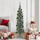 vidaXL Umetno vitko božično drevo med 150 LED Zelena in bela 150 cm | Shoptok.si