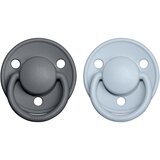 Bibs De Lux Natural Rubber Size 2: 6+ months duda Iron / Baby Blue 2 kos Cene