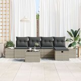  Vrtna garnitura - 6-dijelni set vrtnih sofa s jastučićima svijetlosivi poli ratan | shoptok.hr