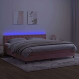  Box spring postelja z vzmetnico LED roza 200x200 cm žamet, (20789745) | Shoptok.si