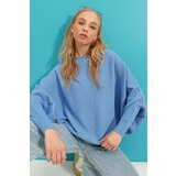 Trend Alaçatı Stili Sweater - Blue - Oversize Cene