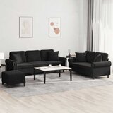  3-dijelni set sofa s jastucima crni baršunasti | shoptok.hr