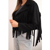 Kesi Włoski Women's suede jacket with fringes black | shoptok.hr