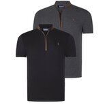 Dewberry DUAL SET T8571 ZIPPER MENS T-SHIRT-ANTHRACITE-BLACK | shoptok.hr
