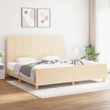  Posteljni okvir z vzglavjem krem 200x200 cm blago, (20907261) Cene
