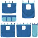 vidaXL Otroški pograd z zavesami modra 80x200 cm trdna borovina | Shoptok.si