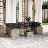 Maison Chic Seti vrtnega pohištva - Vrtna garnitura - Vrtni pohištvo set 8-delna z blazinami sv. siv poli ratan, (21799524) | Shoptok.si