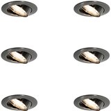 QAZQA Set van 6 moderne inbouwspots gunmetal GU10 50mm rond kantelbaar - Edu | Shoptok.si