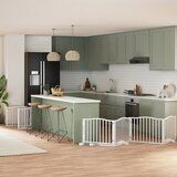 vidaXL Ograda za pse z vrati zložljiva 10 panelov bela 800 cm les | Shoptok.si