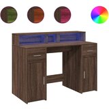 Maison Chic Pisalna miza - pisarniška miza - Računalniška miza z LED lučkami rjavi hrast 120x55x91 cm inž. les, (21785111) Cene