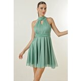 By Saygı Halterneck Glittery Lined Tulle Dress Cene