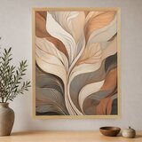 Wallxpert uramljena slika na platnu Cc-D-Ah-1005, apstraktni listovi u krem, sivoj i boji karamele, 45 x 60 cm | Eponuda.com