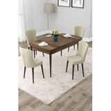 Hanah home trpezarijski set Due, sto na razvlačenje i 4 stolice, ploča u dekoru drveta Baroque, krem tkanina Babyface | Eponuda.com