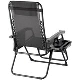  Zero Gravity sklopiva vrtna ležaljka – crna, s naslonom za glavu, držačem za piće i džepom (65 × 176 × 110 cm) | shoptok.hr