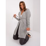 Fashion Hunters Women's grey cardigan with cable ties | ePonuda.com