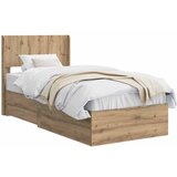  Krevetna konstrukcija s pohranom i uzglavljem Hrast artisan Smeđa 90 x 190 cm | Shoptok.si