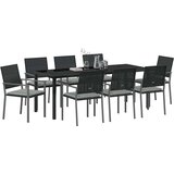  Vrtni set za objed 9 pcs Crna i svijetlo siva PE ratan | shoptok.hr