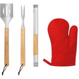  Set za roštilj s pregačom, 3 dijela pribora i rukavicom | shoptok.hr