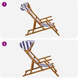  Ležaljka 2 pcs 3 Pozicija Čvrsto drvo eukaliptusa - Plava i bijela 2x stolica | shoptok.hr