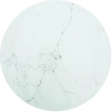 Stolna ploča bijela Ø 90 x 1 cm staklena s mramornim uzorkom | shoptok.hr