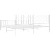 Metalni okvir kreveta uzglavlje i podnožje bijeli 193 x 203 cm | shoptok.hr