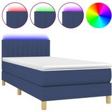  Krevet box spring s madracem LED plavi 90x200 cm od tkanine | shoptok.hr